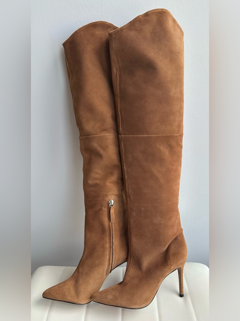 Schutz Anamarie Suede Over the Knee Boots in Wood (Camel)